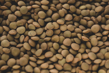 Many Raw Organic Lentils , Top view