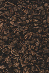 Macro close up picture of Raw Cacao nibs