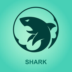 Shark round emblem, Vector Eps 10
