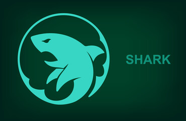Shark round emblem, Vector Eps 10
