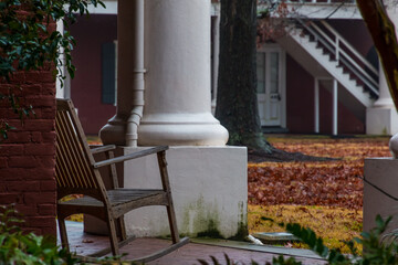 Rocking Chair on The Porch of The Pentagon Barracks Near The State Capitol Building, Baton, Rouge,...