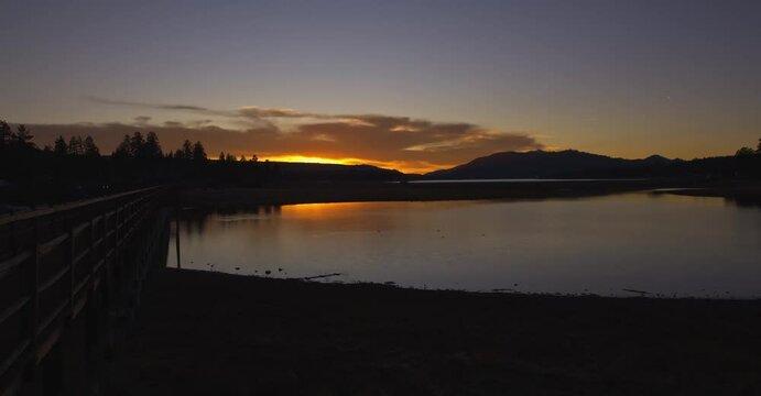 Time-Lapse sunset over big bear lake
