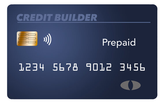 Here is a blue pre-paid credit building or credit repairing credit card. Is is a mock generic card isolated on a white background..