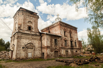 Fototapeta premium Restoration of a medieval Orthodox brick church