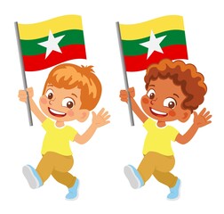 Myanmar flag in hand set