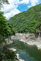 Summer view of Muko-river in Hyogo prefecture, Japan