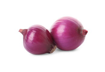 Fresh red onion bulbs isolated on white