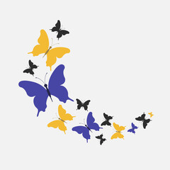 Butterfly flat design. Background with colorful butterflies, place for text. March 8, Valentines day greeting cards