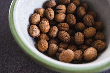 simple food ingredients, bowl of walnuts on kitchen counter