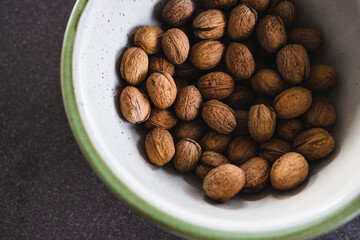 simple food ingredients, bowl of walnuts on kitchen counter