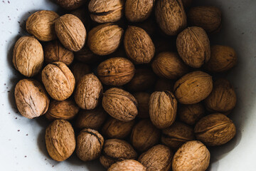 simple food ingredients, bowl of walnuts on kitchen counter