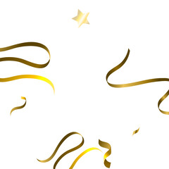 Holiday Serpentine. Gold Foil Streamers Ribbons.