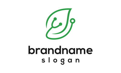 Leaf stethoscope logo design vector
