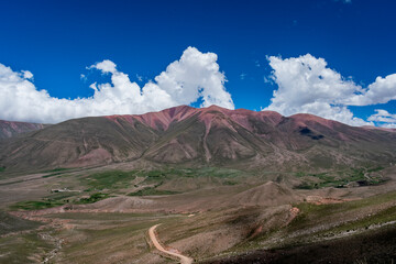 mountain landscape with blue sky and clouds