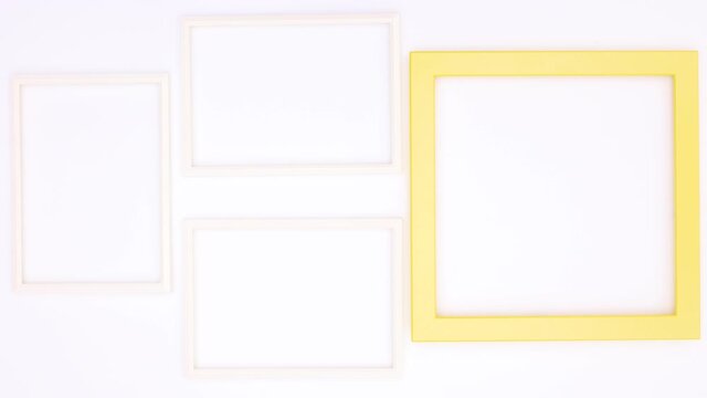 Photo frames appear on white theme. Stop motion 