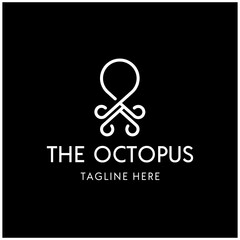 Silhouette Vintage Octopus Cuttlefish Squid Tentacles Vector Logo design