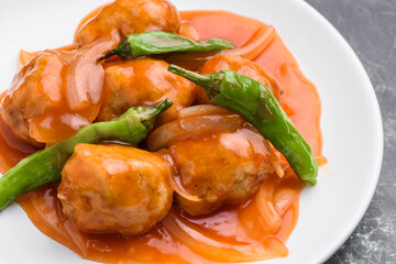 鶏団子の甘酢餡