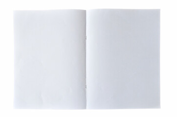 Opened blank notebook on white backgroun