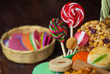 paletas Dulces mexicanos tradicionales variedad colorido fiestas patrias celebración día de...