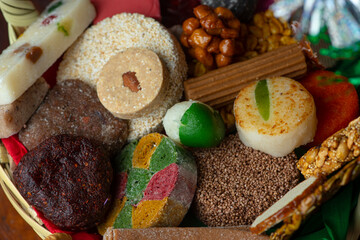 Dulces mexicanos tradicionales variedad colorido fiestas patrias celebración día de muertos...