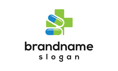 pill pharmacy logo design vector