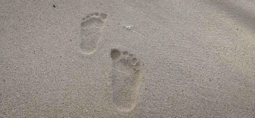 footprints in the beach sand