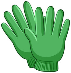Green gloves in cartoon style isolated on white background