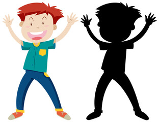 Happy boy with its silhouette