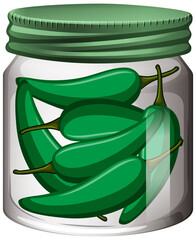 Green pepper in the glass jar