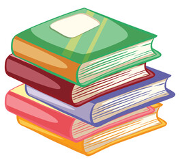 Set of different color books cartoon style isolated on white background