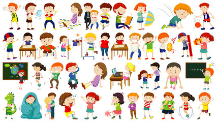 Fototapeta premium Set of cute kids cartoon character