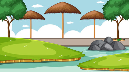 Zoo park without animal scene