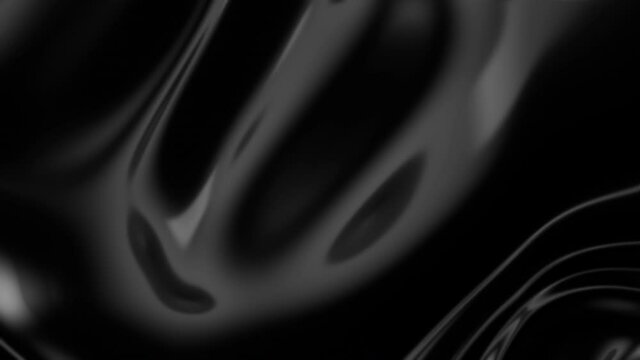 Smooth silk wavy flowing, moving black cloth. Abstract noise dark motion background.