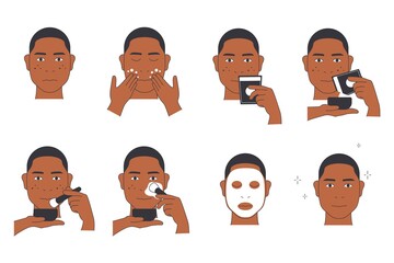 Young man mask her face with facial mask