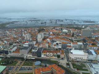 Obraz premium Aveiro, beautiful village. The Venice of Portugal. Aerial Drone Photo