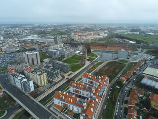 Aveiro, beautiful village. The Venice of  Portugal. Aerial Drone Photo