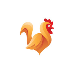 Rooster Cock Chicken Illustration with Modern Gradient Coloring Style