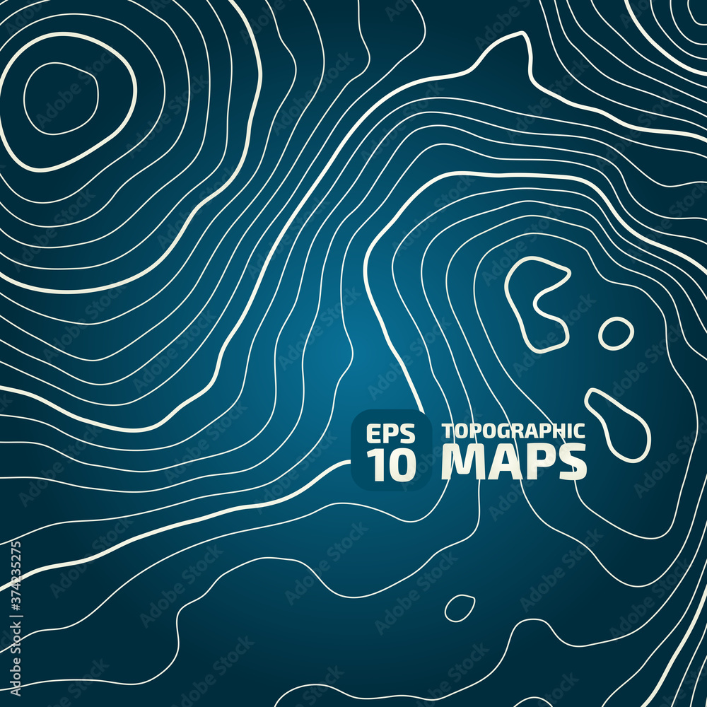 Poster the stylized height map, topographic contour in lines. concept of a conditional geography scheme & t