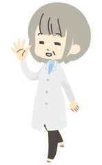 白衣の女性医師のイラスト　シニア