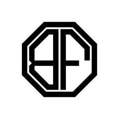 BF initial monogram logo, octagon shape, black color