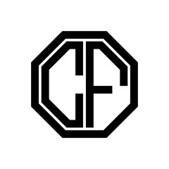 CF initial monogram logo, octagon shape, black color