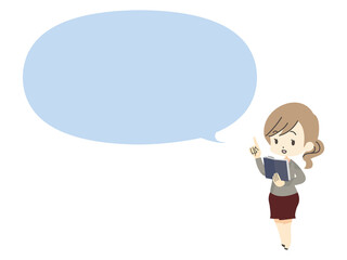 ビジネスウーマンとふきだしセット