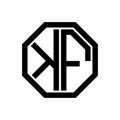 KF initial monogram logo, octagon shape, black color