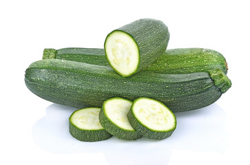 fresh zucchini isolated on white background.