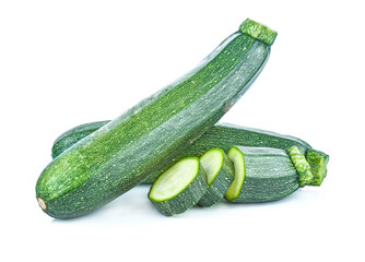 fresh zucchini isolated on white background.