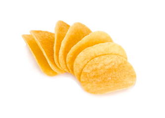 Fototapeta na wymiar Potato chips isolated on a white background.