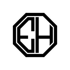 Obraz premium EH initial monogram logo, octagon shape, black color 