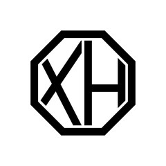 XH initial monogram logo, octagon shape, black color	