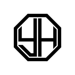 YH initial monogram logo, octagon shape, black color	