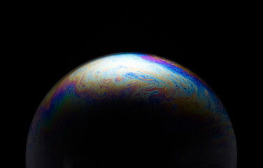 Close-up of soap bubble film in various colors